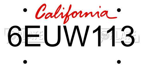 6EUW113 California License Plate