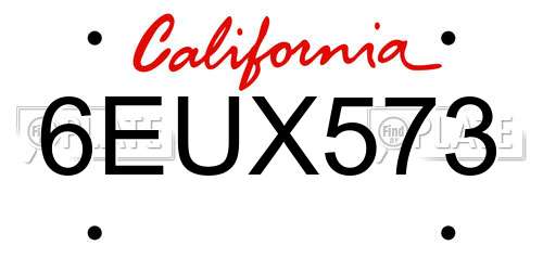 6EUX573 California License Plate