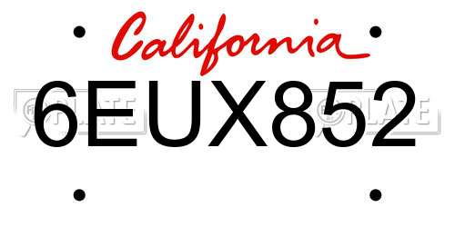 6EUX852 California License Plate