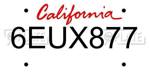 6EUX877 California License Plate