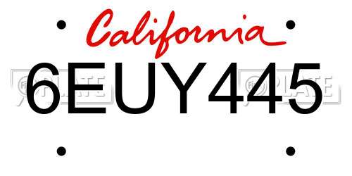 6EUY445 California License Plate