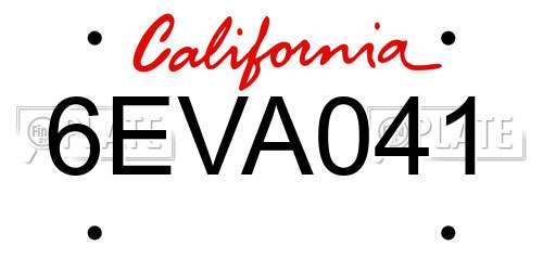 6EVA041 California License Plate
