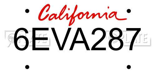 6EVA287 California License Plate