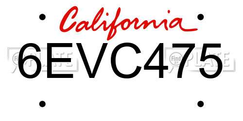 6EVC475 California License Plate
