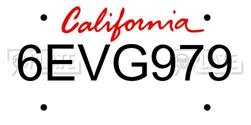6EVG979 California License Plate