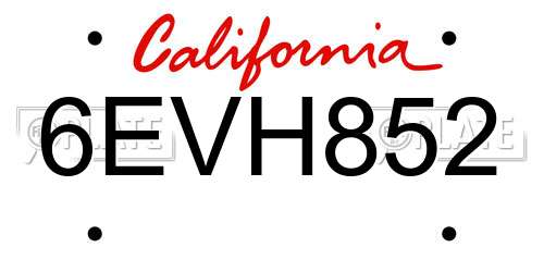 6EVH852 California License Plate