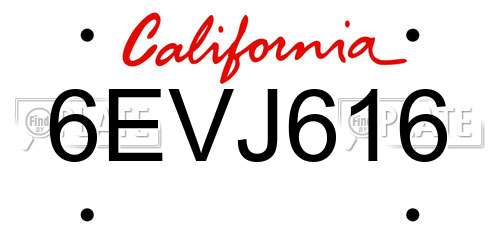 6EVJ616 California License Plate