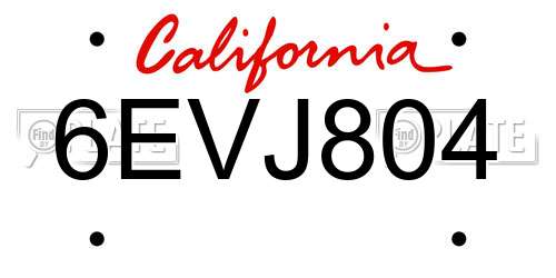 6EVJ804 California License Plate