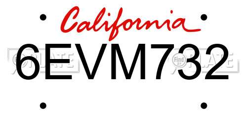 6EVM732 California License Plate