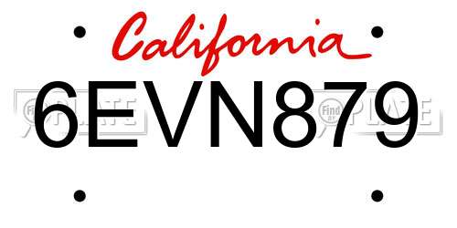 6EVN879 California License Plate
