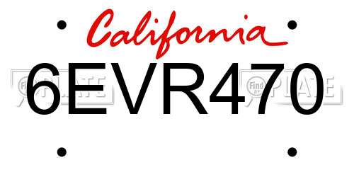 6EVR470 California License Plate