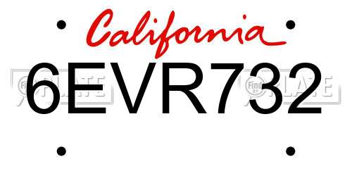 6EVR732 California License Plate