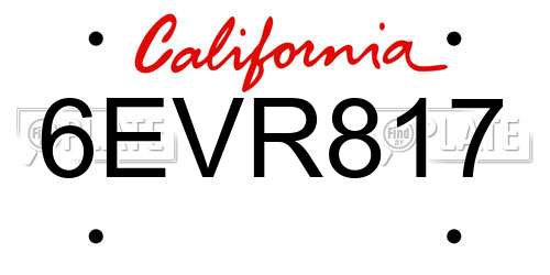6EVR817 California License Plate