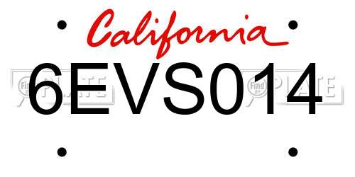 6EVS014 California License Plate
