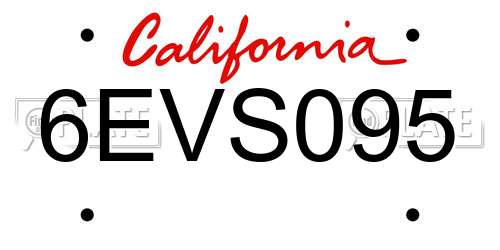 6EVS095 California License Plate