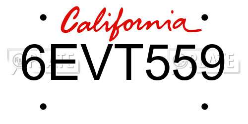 6EVT559 California License Plate