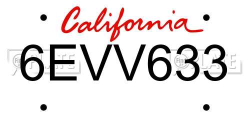 6EVV633 California License Plate