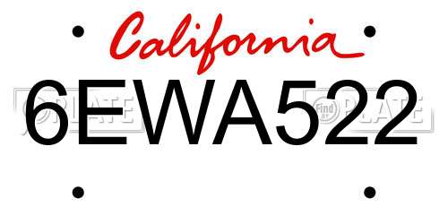6EWA522 California License Plate