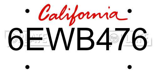 6EWB476 California License Plate