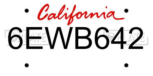 6EWB642 California License Plate