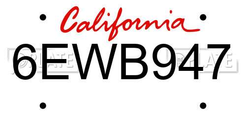 6EWB947 California License Plate