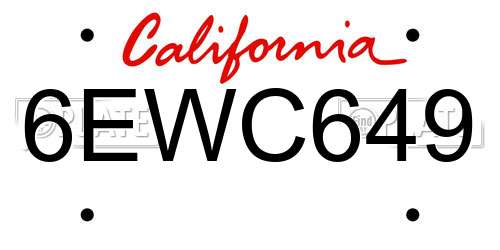 6EWC649 California License Plate