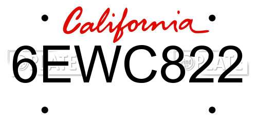 6EWC822 California License Plate