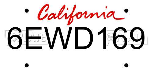 6EWD169 California License Plate