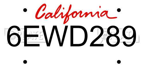 6EWD289 California License Plate