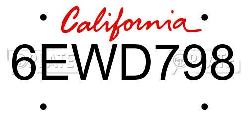 6EWD798 California License Plate