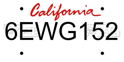 6EWG152 California License Plate
