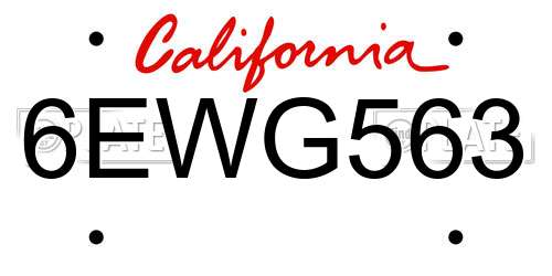 6EWG563 California License Plate