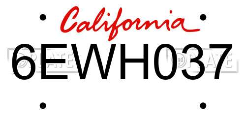 6EWH037 California License Plate