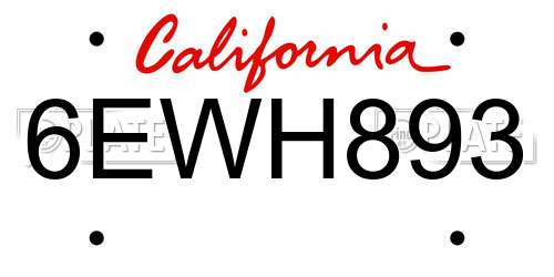 6EWH893 California License Plate