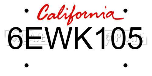 6EWK105 California License Plate