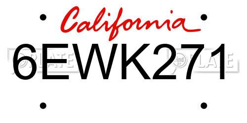 6EWK271 California License Plate