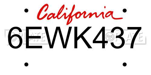6EWK437 California License Plate