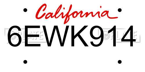 6EWK914 California License Plate