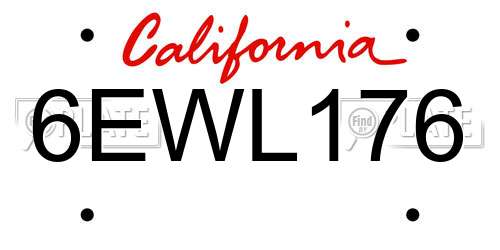 6EWL176 California License Plate