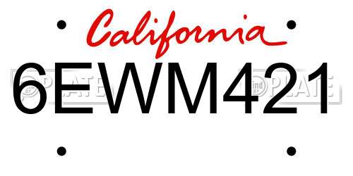6EWM421 California License Plate