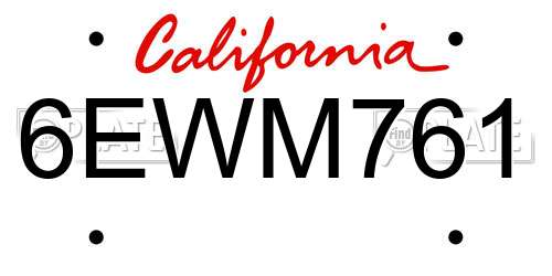 6EWM761 California License Plate