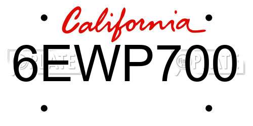 6EWP700 California License Plate