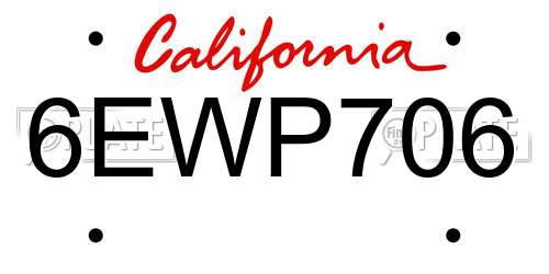 6EWP706 California License Plate