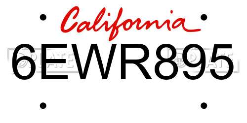 6EWR895 California License Plate