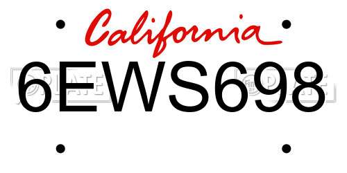 6EWS698 California License Plate