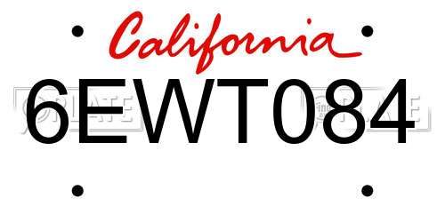6EWT084 California License Plate