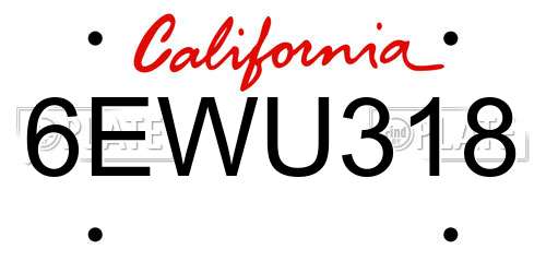 6EWU318 California License Plate