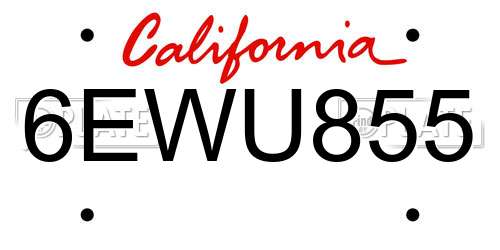 6EWU855 California License Plate