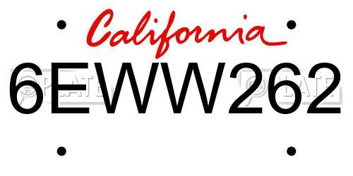 6EWW262 California License Plate