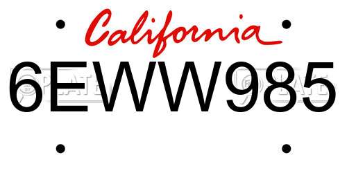 6EWW985 California License Plate